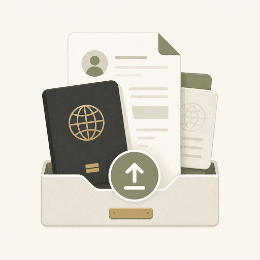 Documents and passport uploaded into a VisaPod workspace